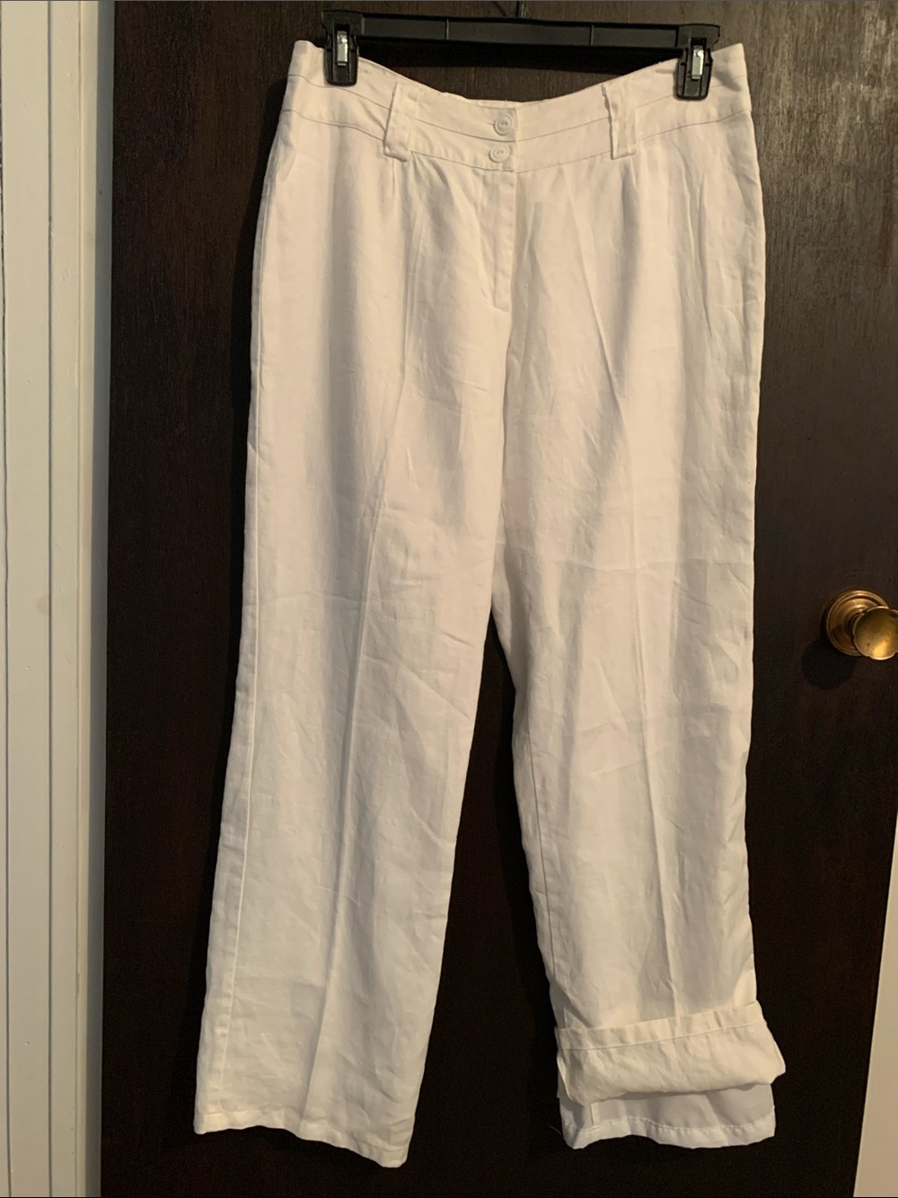 White Women's Lightweight Linen Trousers